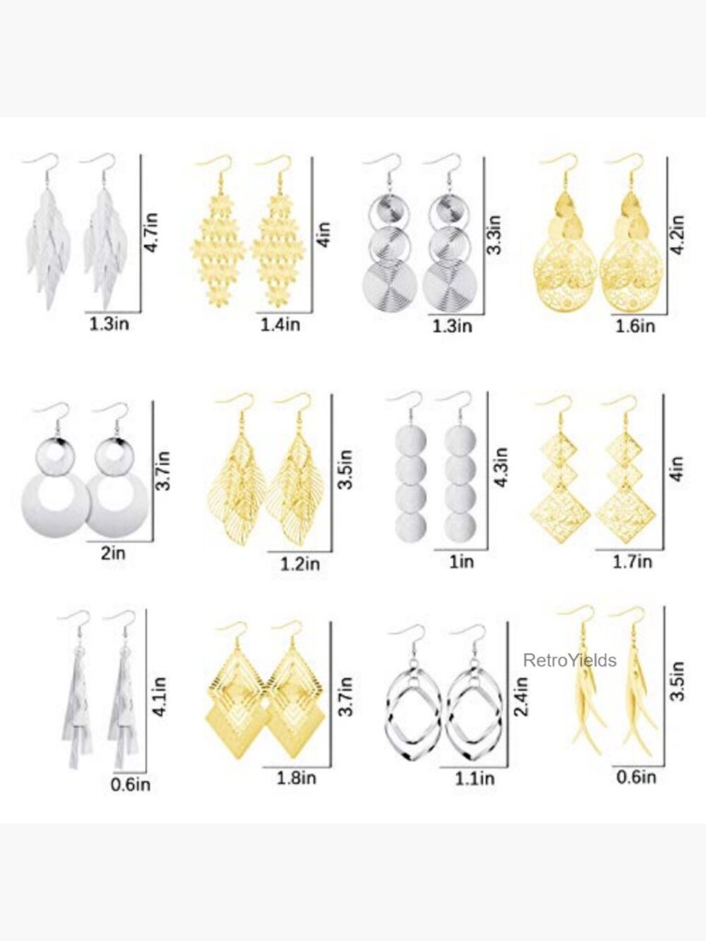 12 Pairs Dangling Earrings Bohemian Drop Boho Long Fringed - Picture 3 of 7